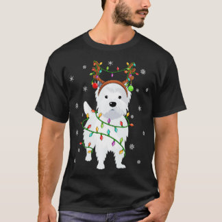 Westie Hund Lighting Reindeer Hat Westie Chris T Shirt