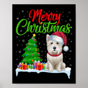 Westie Hund Ljus Julgran Funny Julafton Westie Poster