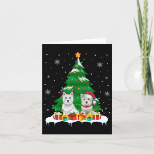 Westie Hund Ljus Julgran Santa Reindeer Xm Kort