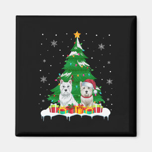 Westie Hund Ljus Julgran Santa Reindeer Xm Magnet