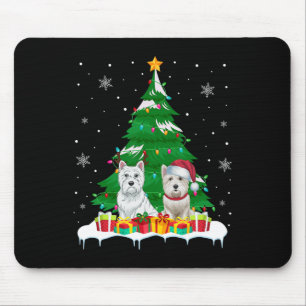 Westie Hund Ljus Julgran Santa Reindeer Xm Musmatta