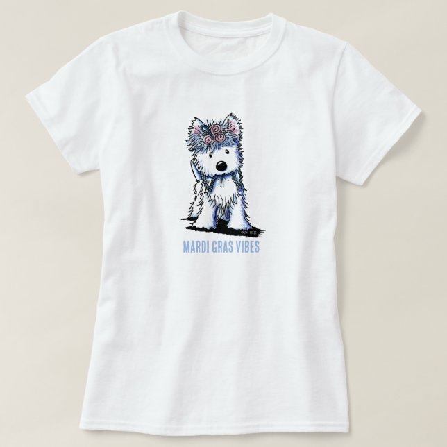 Westie Hund Mardi Gras T-Shirt (Design framsida)