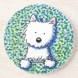 Westie hund på Pointillismkustfartyg Underlägg Sandsten