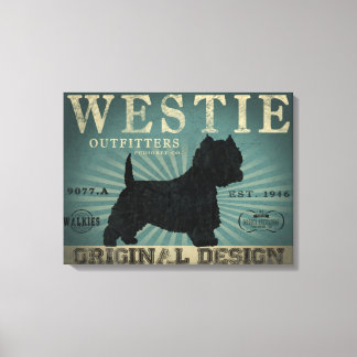 Westie Hund Rustic Art Canvas