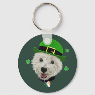 Westie Hund Saint patrick's day Irish Flagga Nyckelring