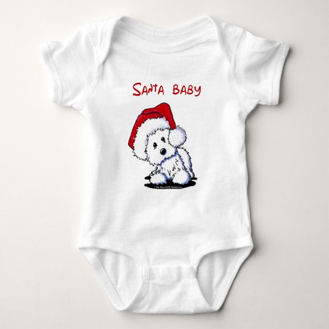 Westie Hund SANTA BABY Apparel (Ljus) T Shirt (Framsida)