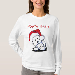 Westie Hund SANTA BABY Dam Långärmad Tee