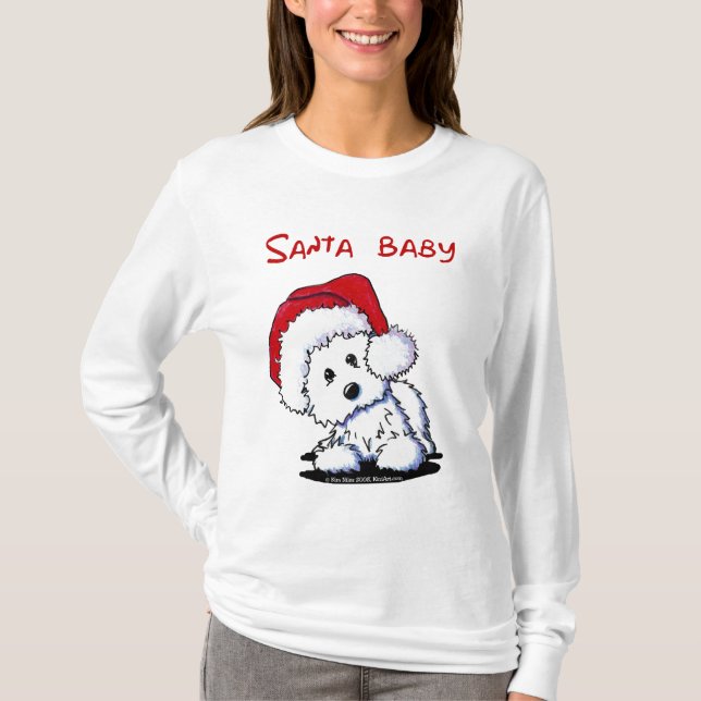 Westie Hund SANTA BABY Dam Långärmad Tee (Framsida)