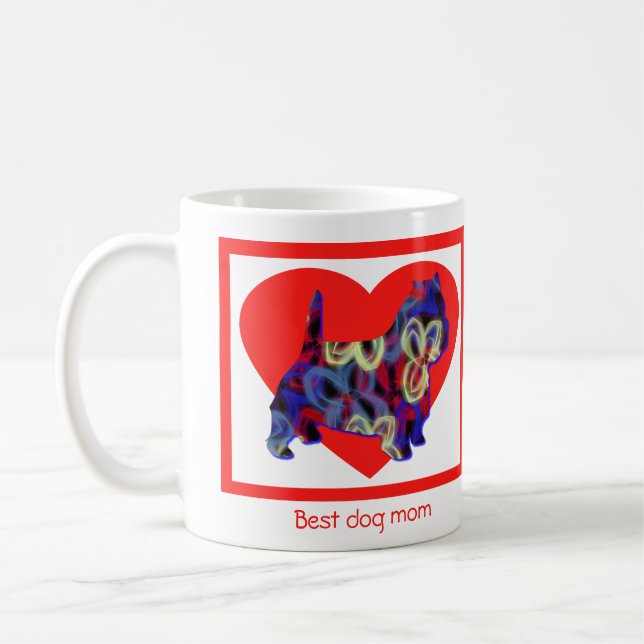 Westie Hund Silhouette Valentines day Red Heart Kaffemugg (Vänster)