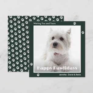 Westie Hund Tassavtryck Djur Foto Grön Julkort