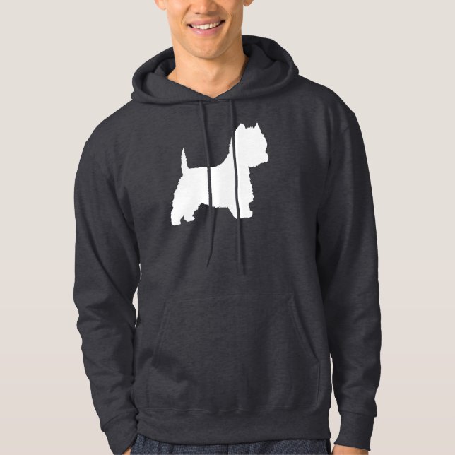 Westie hund (vit) tröja med luva (Framsida)