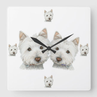 Westie hundar Galore! Väggen tar tid på Fyrkantig Klocka