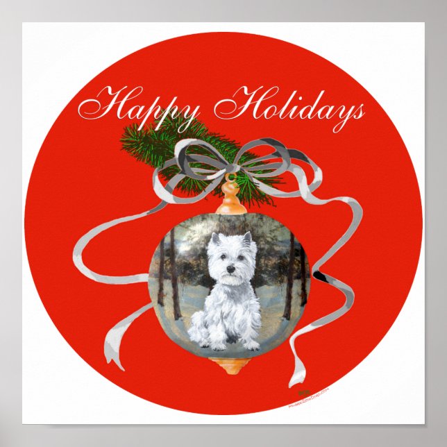 Westie i en julgrann ornament poster (Framsidan)