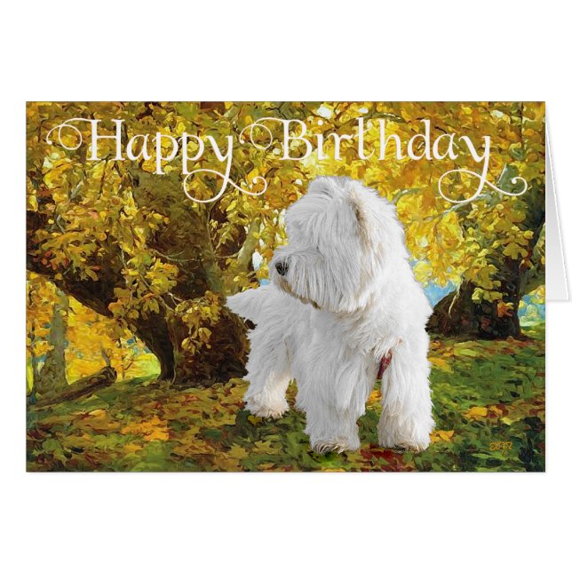 Westie i Golden Skogen Hälsningskort (Framsidan Horizontal)