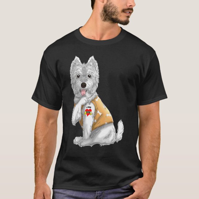 Westie I Kärlek Mamma Tattoo Hund 1 T Shirt (Framsida)