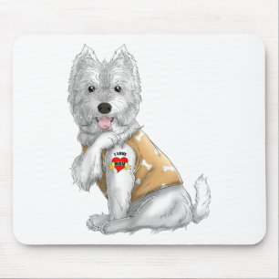 Westie I Kärlek Mamma Tattoo Hund tröja Funny Mamm Musmatta