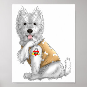 Westie I Kärlek Mamma Tattoo Hund tröja Funny Mamm Poster