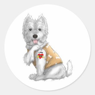 Westie I Kärlek Mamma Tattoo Hund tröja Funny Mamm Runt Klistermärke