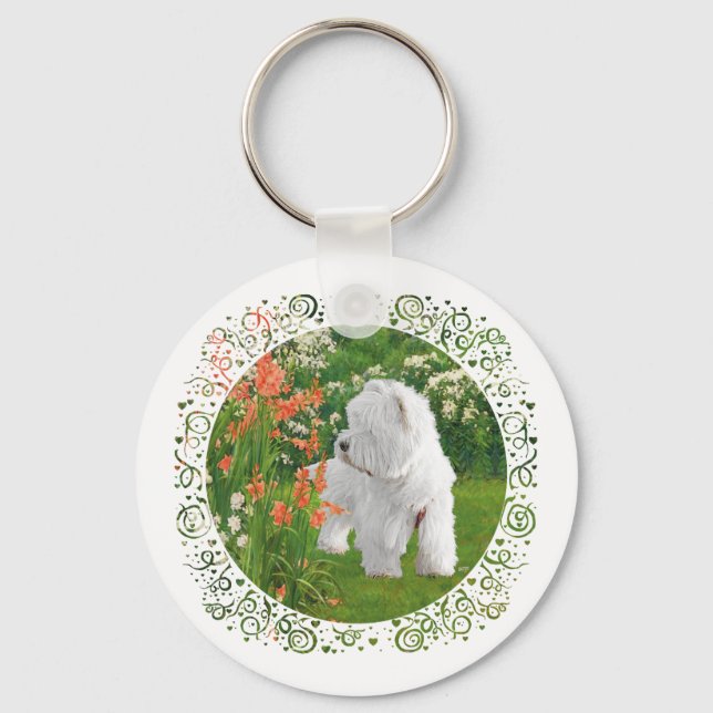 Westie i trädgården nyckelring (Framsida)