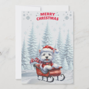 Westie in Sled God jul Card Julkort