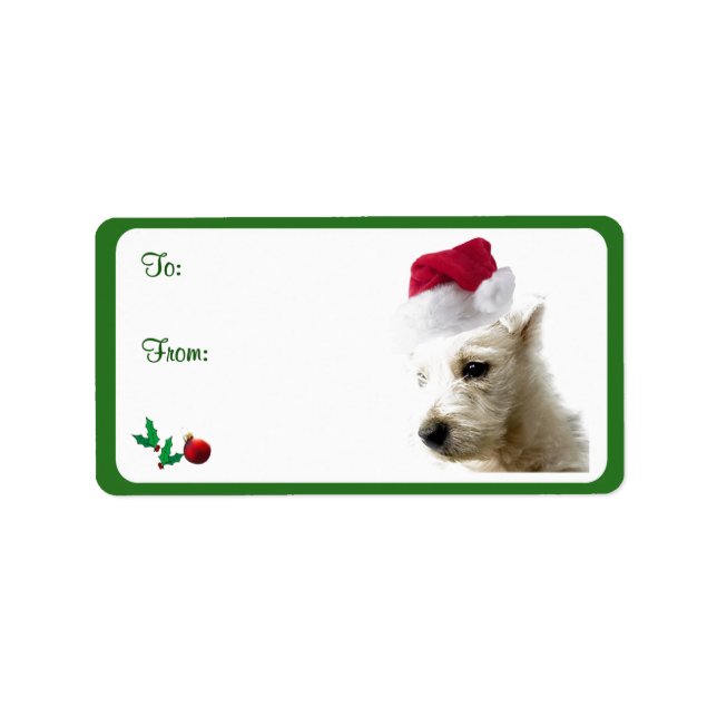 Westie jul Gift Märkre Stickers Adressetikett (Framsidan)