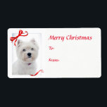 Westie jul Gift Stickers Fraktsedel<br><div class="desc">De berömvärda Väster Highland White Terrier-presentklistermärken är en perfekt som passar vår papper Westie Julomepning.</div>