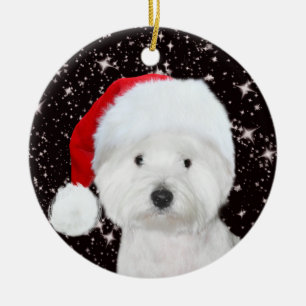 Westie jul julgransprydnad keramik