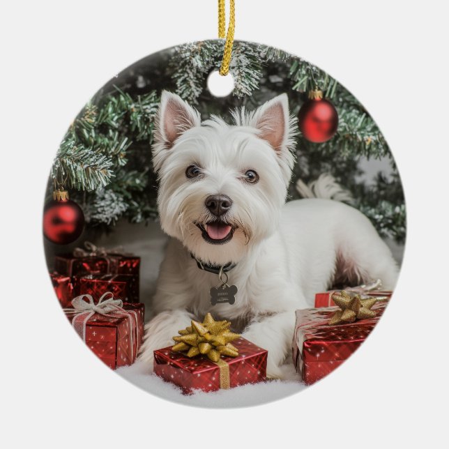 Westie Jul Julgransprydnad Keramik (Framsidan)