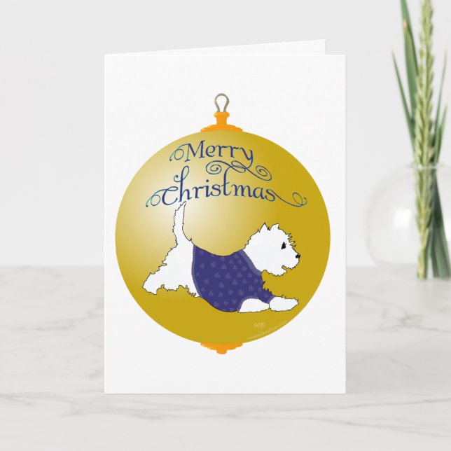 Westie Jul Ornament Helgkort (Framsida)