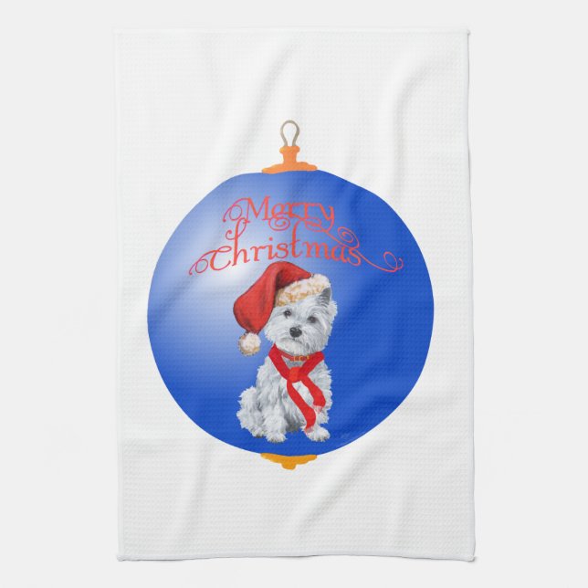 Westie Jul Ornament Kökshandduk (Vertikal)