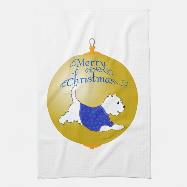 Westie Jul Ornament Kökshandduk (Vertikal)