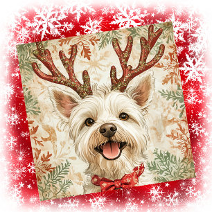Westie jul ren nästantennor julkort