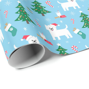 Westie jul som slår in papper presentpapper