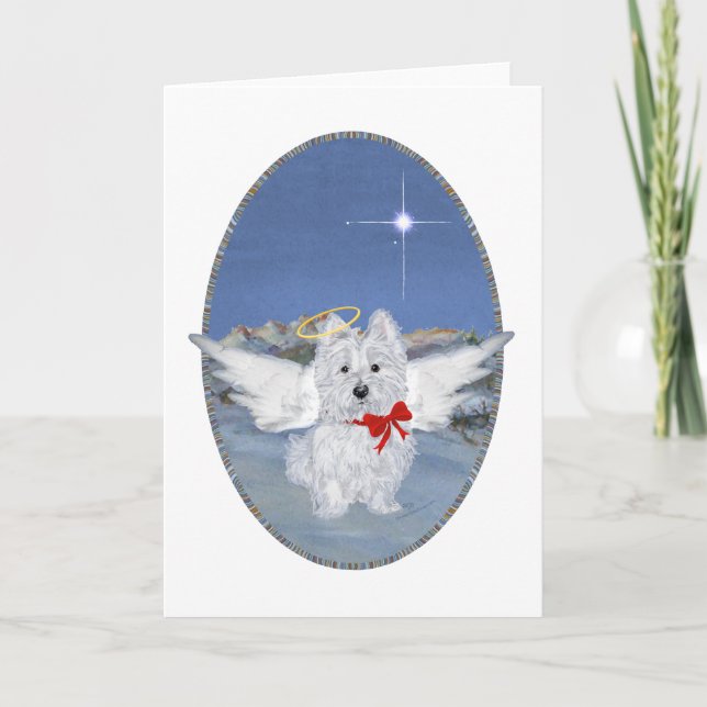 Westie julängel helgkort (Framsida)