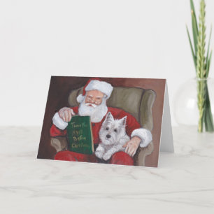 Westie julberättelser med det Santa hälsningkortet Helgkort