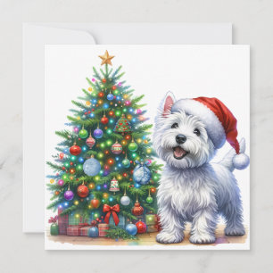 Westie Julgran Julkort