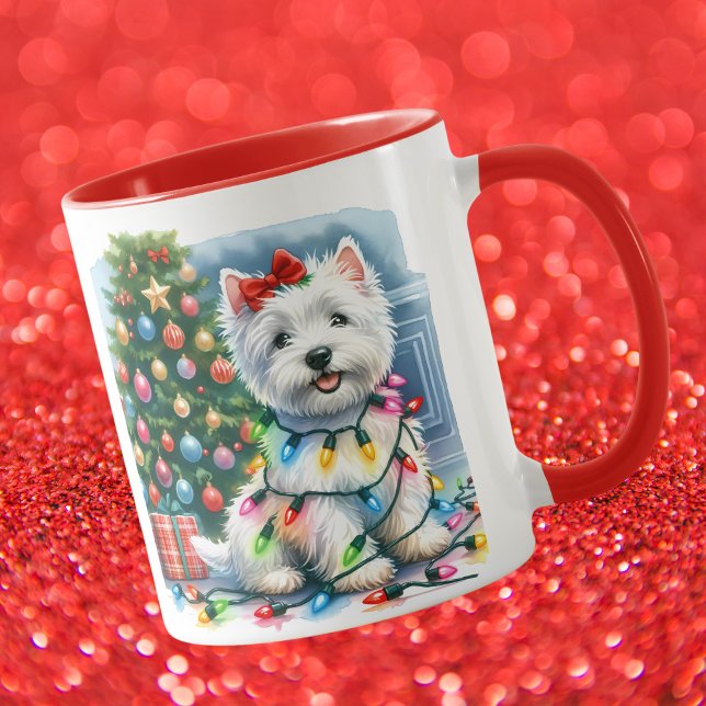 Westie Julgran Ljus Mugg (Skapare uppladdad)