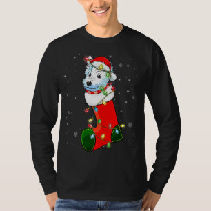 Westie Julgran Westie Santa Hat Ljus Julafton T Shirt