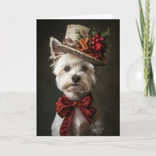 Westie Julkort Elegant Viktoriansk Hund Helgkort