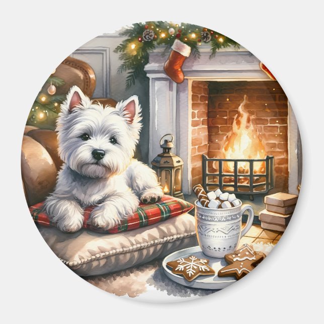 Westie Julscenen Magnet (Framsidan)