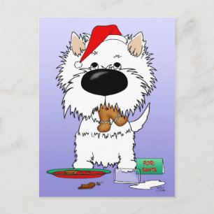 Westie Jultomten Helg Vykort