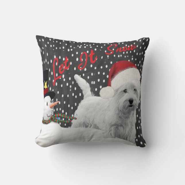 Westie låt det snöa för att kudde (Framsida)