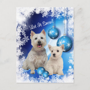 Westie Låt det snöa Julhälsningar Helg Vykort