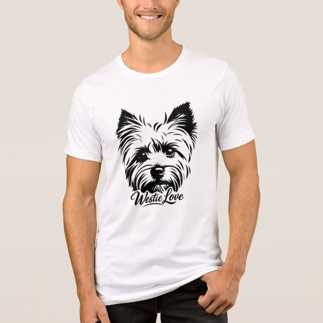 Westie Love Silhouette Line Art Dog Lover T-Shirt  (Framsida)