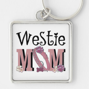 Westie MAMMA Fyrkantig Silverfärgad Nyckelring