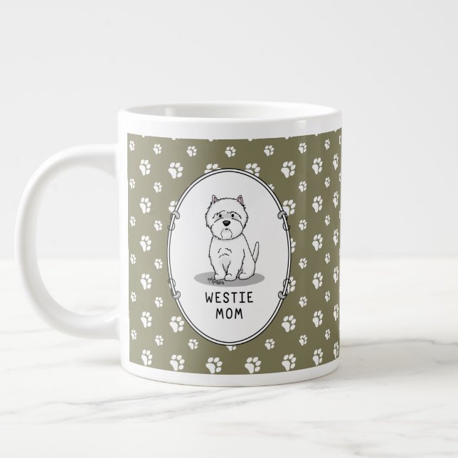 Westie Mamma - Väster Highland White Terrier Hund  Jumbo Mugg (Vänster)