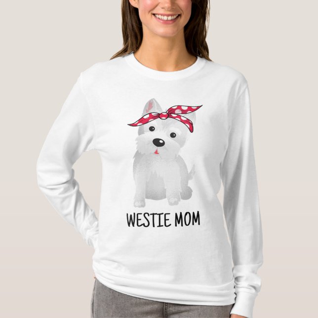 Westie Mamma Väster Highland White Terrier Hundäls T Shirt (Framsida)