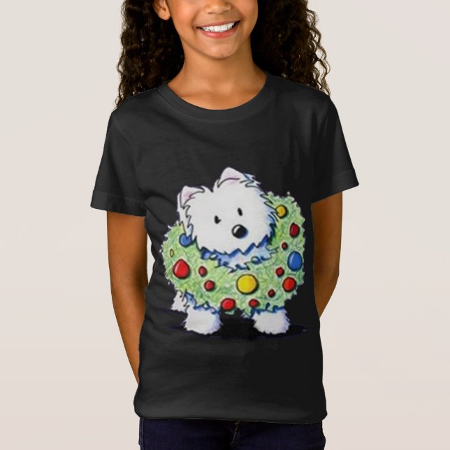Westie Mamma Väster Highland White Terrier Julafto T Shirt (Framsida)