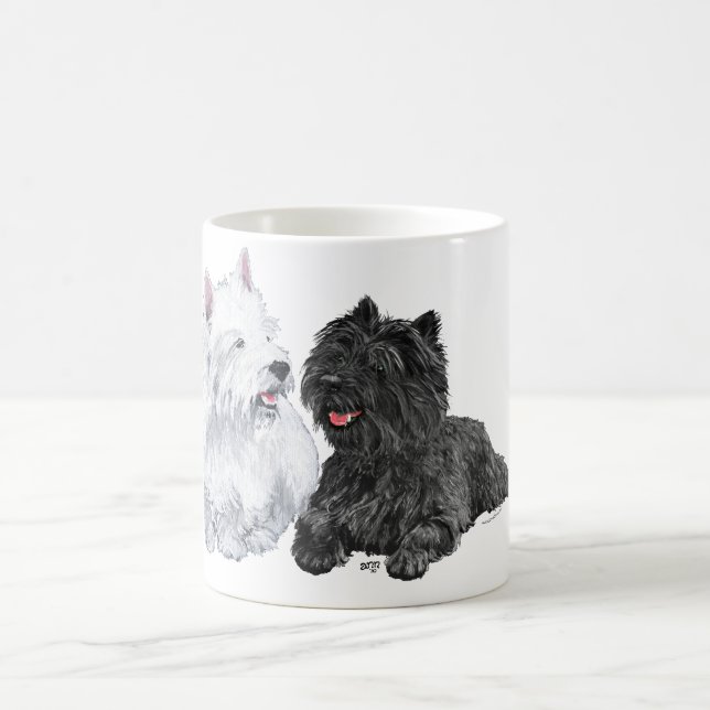 Westie med Black Cairn Terrier Kaffemugg (Center)