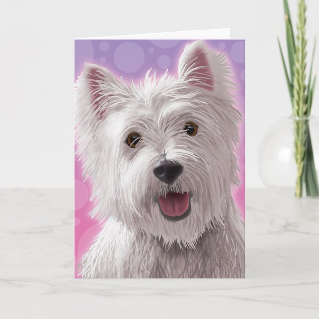 Westie med ett leende helgkort (Framsida)